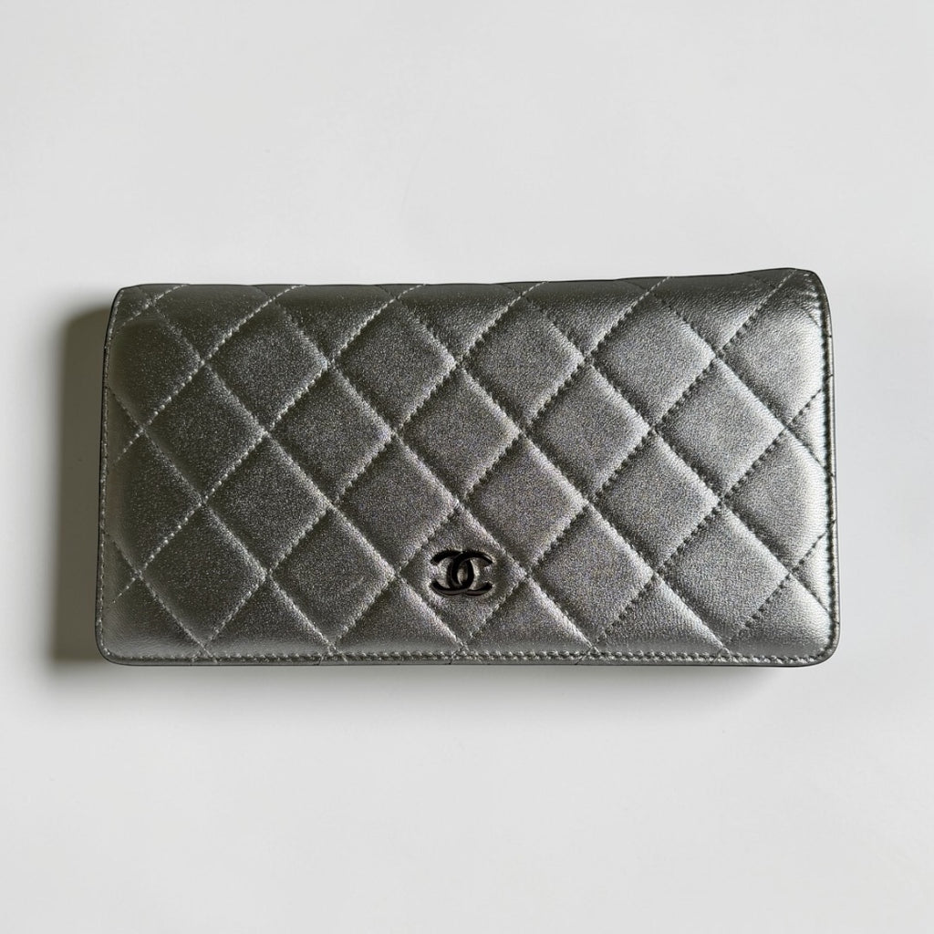 Chanel quilted metallic long wallet