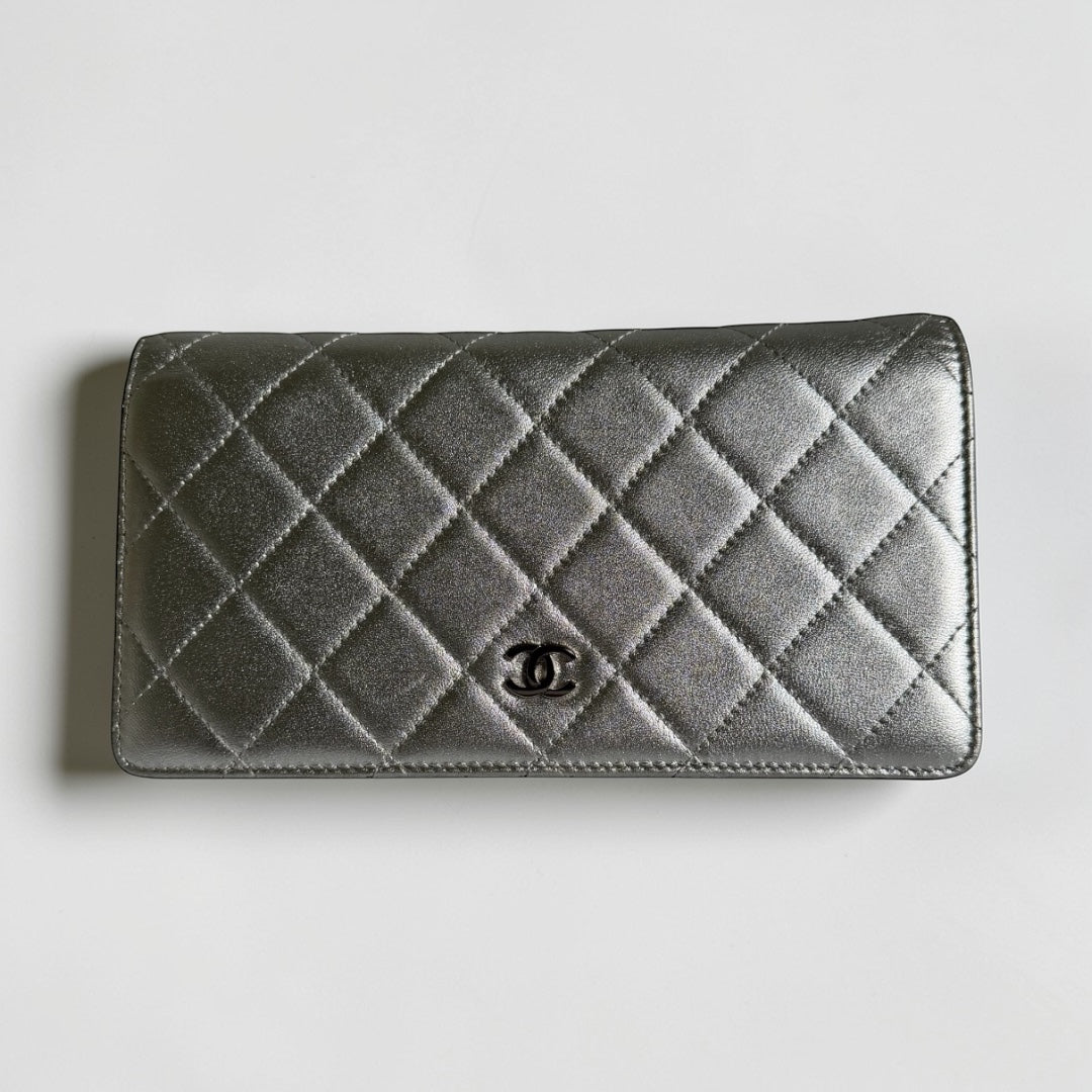 Chanel quilted metallic long wallet