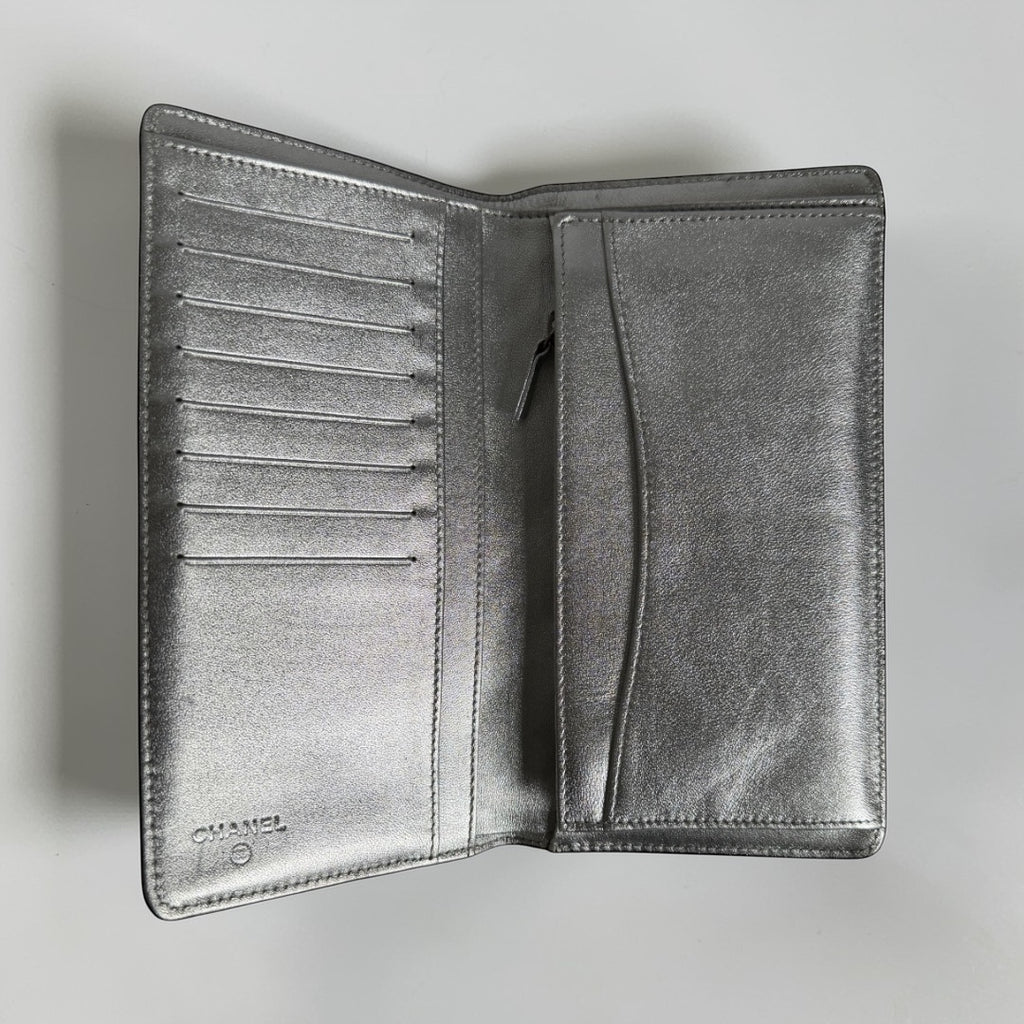 Chanel quilted metallic long wallet