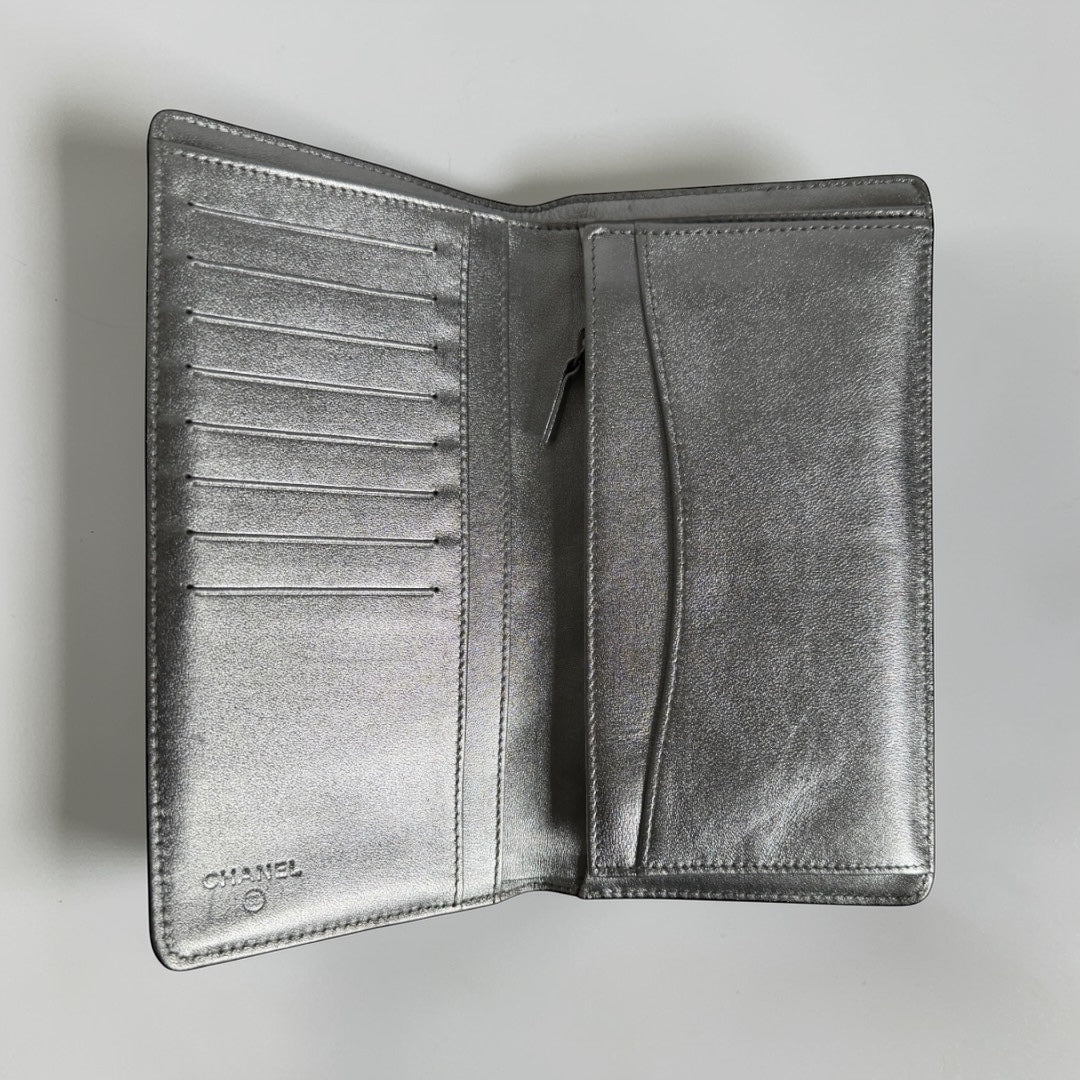 Chanel quilted metallic long wallet