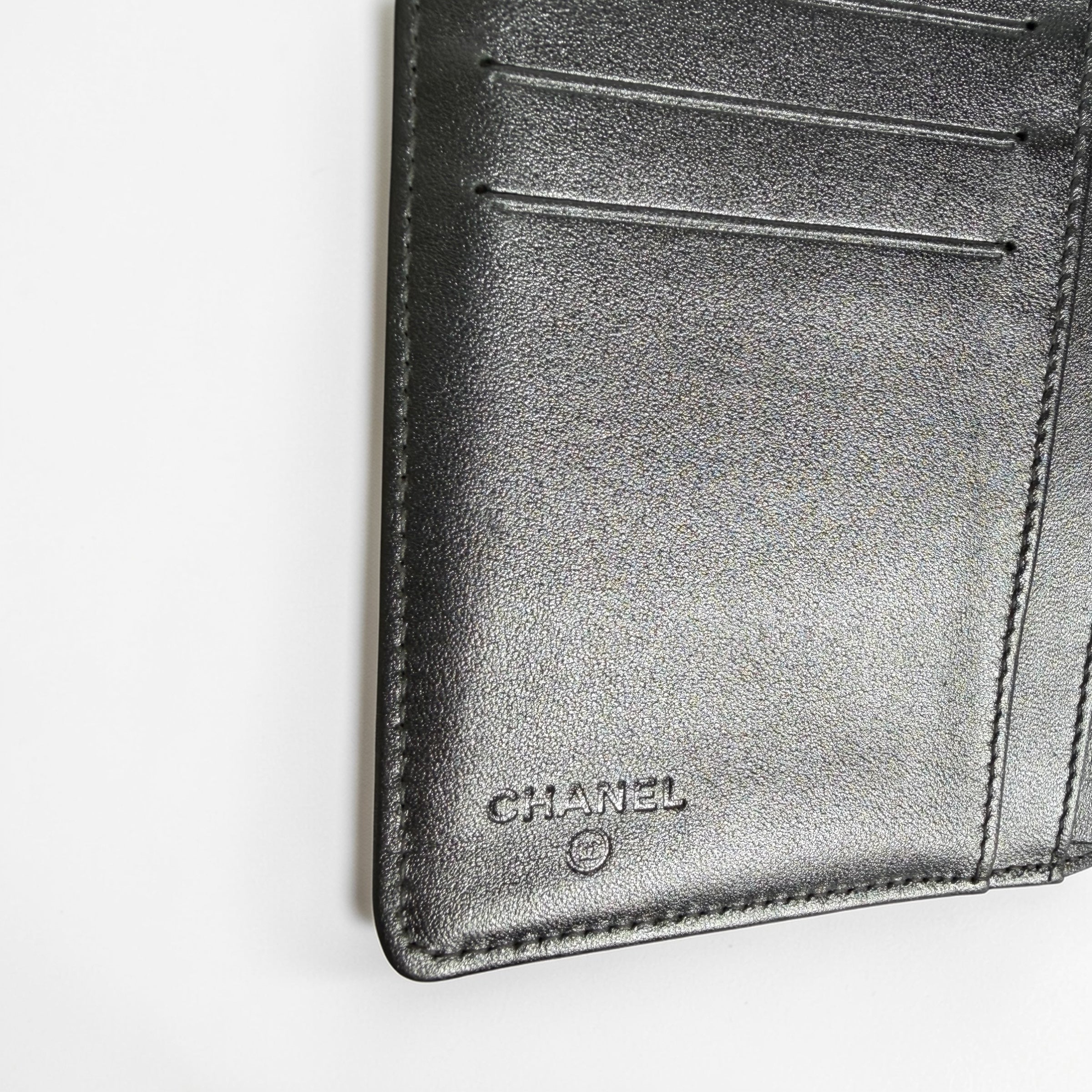 Chanel quilted metallic long wallet