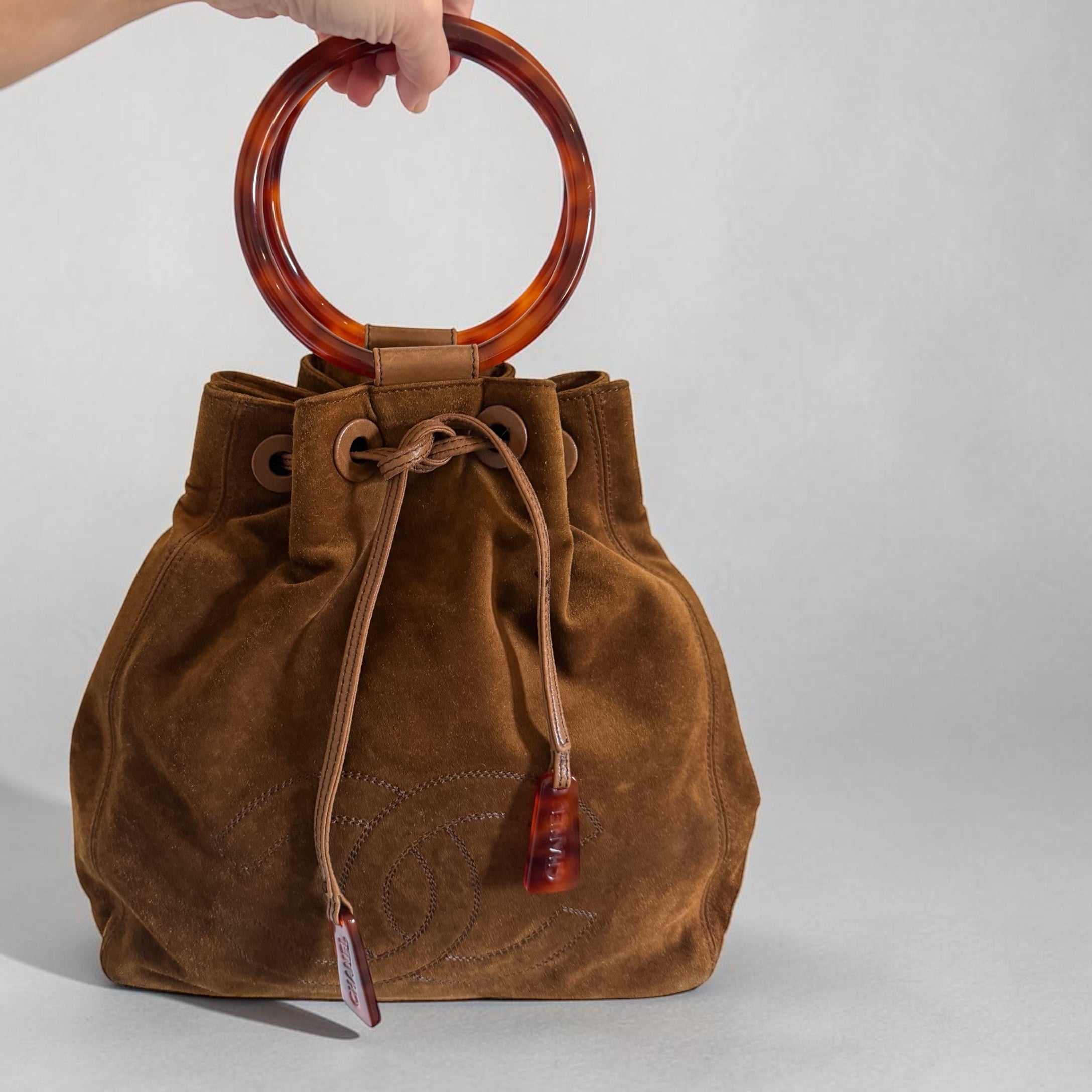 Chanel suede top handle bag